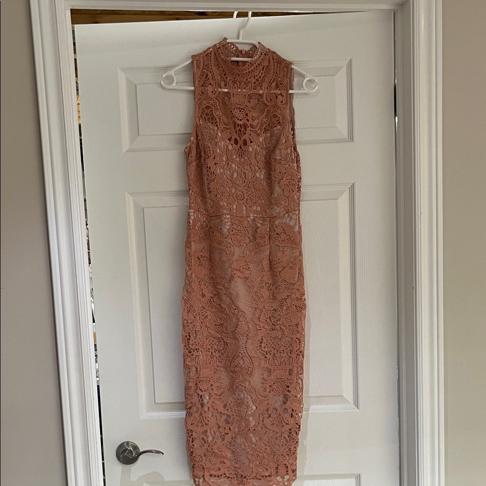 Source Unknown Lace Midi Dress - Tan